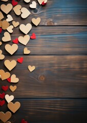 Poster - Wooden hearts on rustic background