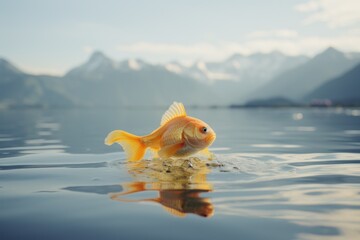 Poster - Goldfish swimming in serene lake