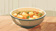 Tasty Chinese soup with chicken in bowl on table clos