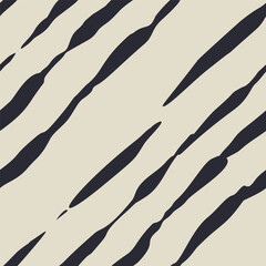 Canvas Print - Monochrome dark blue and beige seamless pattern with organic sketchy stripes. Vintage folk background.