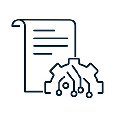 Poster - The concept is a multifunctional technology for processing, structuring and integrating data. Vector icon isolated on white background.