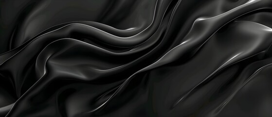 Poster - Abstract black background with smooth wavy lines