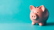 A minimalistic image of a single pink piggy bank representing savings, financial planning, and investments on a vibrant background