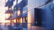 Sunset lighting on a sleek modern intercom system installed outside a contemporary building