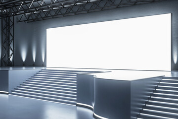 Poster - Contemporary conference hall with large screen, modern venue design for events. 3D Rendering