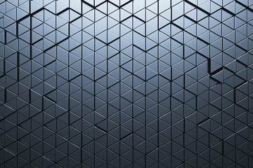 Poster - Creative metal triangular background. Landing page concept. 3D Rendering.