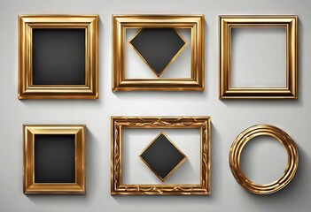 Poster - 'isolated frames square Vector shadows realistic set shiny transparent illustration Golden round luxurious borders background triangular'