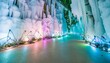 landscape with ice trails in the tunnel waterfall in the park fountain in the park night in the city fountain in the night