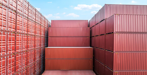 Aufkleber - Stacked containers background in port