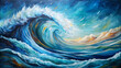 Blue Wave Swirl: Abstract Illustration of Light and Motion in a Surreal Space