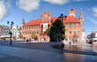 Town hall in Torun on a clear day, Poland.
