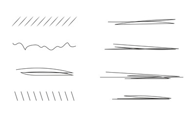 Sticker - Scribble doodle underline emphasis line shape set. Hand drawn brush stroke elements with white artboard.