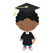 Cute graduation boy vector cartoon illustration