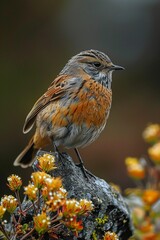 Wall Mural - ai generated illustration of an alpine accentor (prunella collaris) in the rugged mountain landscape