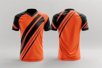 Wall Mural - A 3D jersey with a bold color combination of fiery orange and black stands prominently