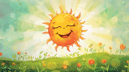 Sunny Day Celebration Illustration., International Sun Day, the importance of solar energy, Sun’s contributions to life on Earth.