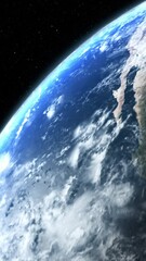 Wall Mural - A cinematic rendering of planet Earth with vibrant blue sky atmosphere as view from space 