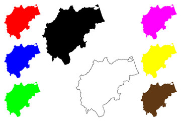  Macerata province (Italy, Italian Republic, Marche or The Marches region) map vector illustration, scribble sketch Province of Macerata map