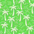 © NTRdesign - Simple hand drawn palm tree and wave seamless pattern design for summer holidays background.