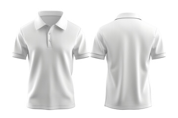 blank collared shirt mock up template, front and back view, isolated on white, plain t-shirt mockup.