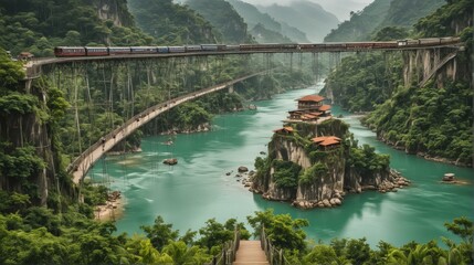 Wall Mural - bridge over the river