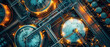 © Uwe - banner of Large commodity tanks in an industrial area, top View