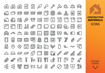Poster - Construction and building materials isolated icons set
