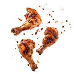 Wall Mural - floated Barbecue chicken falling isolate on transparency background PNG