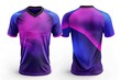 A 3D jersey with a dark neon purple and electric blue color combination stands boldly