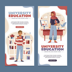 Canvas Print - Hand drawn cartoon university education banner set