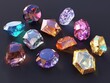 Collection of Colorful Gemstones on Reflective Surface
