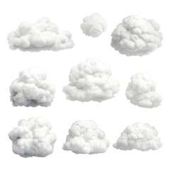 Wall Mural - set of 3d clouds isolated on transparent background