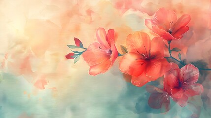 Wall Mural - A soft and dreamy depiction of abstract flowers painted in watercolor style, Beautiful abstract colorful flower design. Generative AI