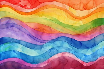 Poster - Abstract watercolor painting paint ink liquid fluid painted waves texture colorful background banner - Bold colors, rainbow color swirls wave on paper