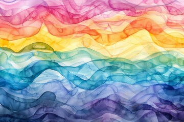 Poster - Abstract watercolor painting paint ink liquid fluid painted waves texture colorful background banner - Bold colors, rainbow color swirls wave on paper