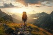 © Artem - Man hiking at sunset mountains with heavy backpack Travel Lifestyle wanderlust adventure concept summer vacations outdoor alone into the wild