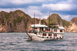 Ha Long bay in Vietnam with many islands and boats