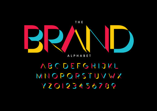 Vector of stylized modern font and alphabet