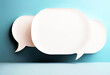 © sandra - 'rendering 3d background blue bubble Speech chat talk message icon three-dimensional communication blank balloon dialogue box speak symbol white isolated signs illustration business discussion text'