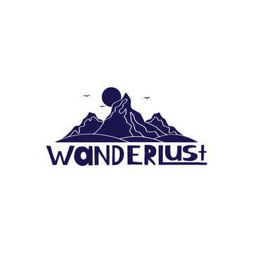 Hand Drawn Wanderlust Calligraphy Text Vector Design.