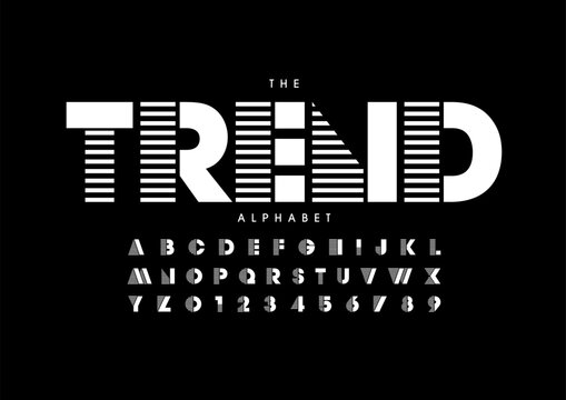 Vector of stylized modern font and alphabet
