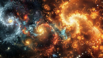Wall Mural - Fiery Cosmic Swirl: Abstract Space Artistry