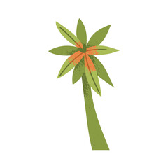 Poster - tropical palm tree. jungle leaf plant with green leaves and trunk, stalk. exotic foliage vegetation.