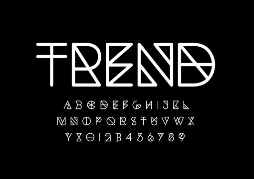 Vector of stylized modern font and alphabet
