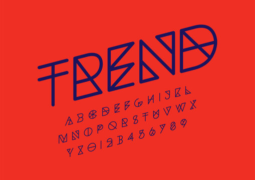 Vector of stylized modern font and alphabet