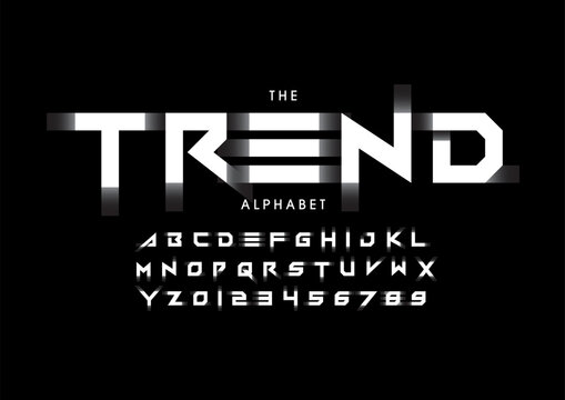 Vector of stylized modern font and alphabet
