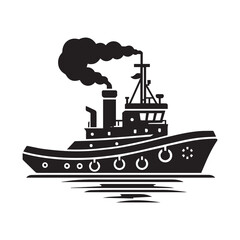 simple tugboat silhouette element illustration from transport concept vector