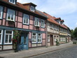 Gasse mit Fachwerkhäusern in der historischen Stadt Salzwedel in der Altmark in Sachsen-Anhalt