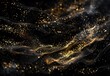 Dark fabric highlighted by sparkling golden particles creating an elegant background