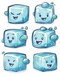 Cute Cartoon Ice Cubes Set in Retro Doodle Style. Freehand Drawing Illustration for Cool Designs